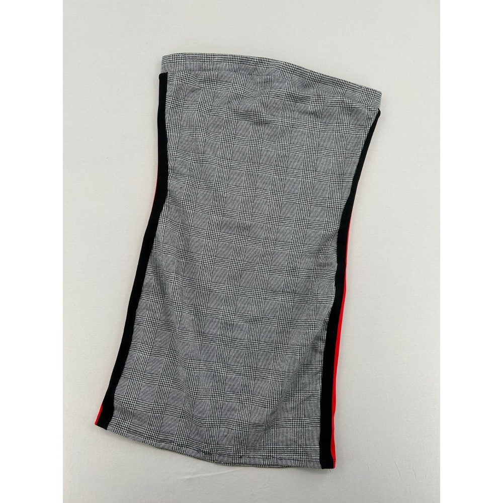 Women's Studio 1011 Plaid Tube Mini Dress With Red Side Stripe